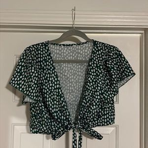 Green shirt with flowers